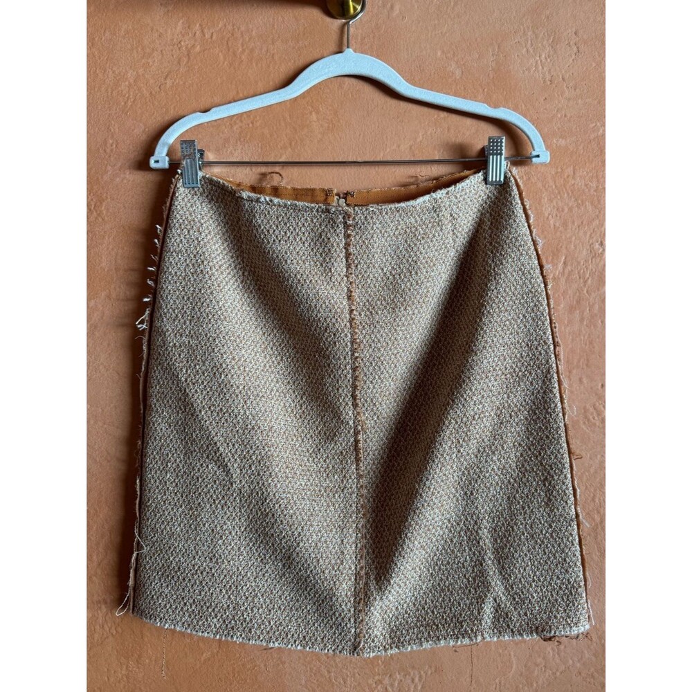 Missoni Raw Edge Wool Blend Mini Skirt Tan Beige Textured Size 42 US 6